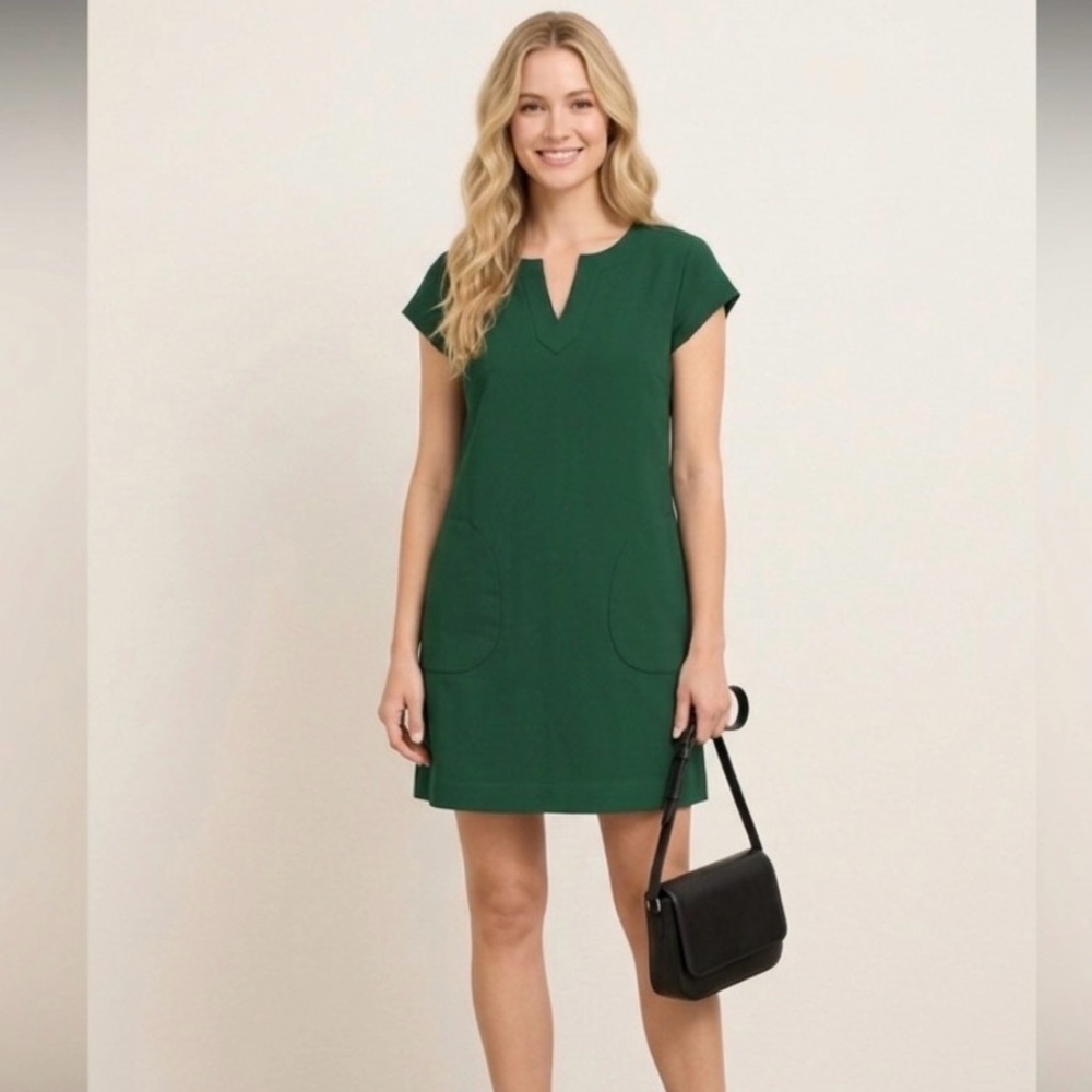 Talbots Green Short Sleeve Tunic Shift Dress